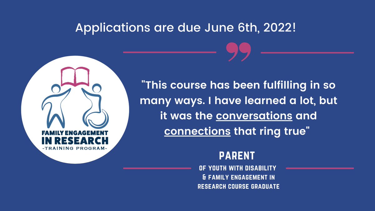 canchildcentre's tweet photo. Calling all family members: are YOU interested in partnering with researchers but don't know where to start? The Family Engagement in Research course might be right for you! Applications are open until June 6th, 2022.

Apply here: https://t.co/uXKX1512df https://t.co/Dh9XrGR35t