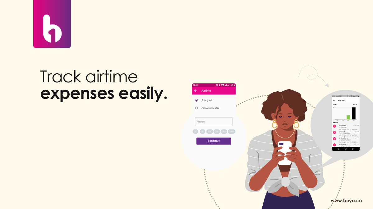 Boya_Inc's tweet photo. Airtime expenses can be difficult to track but Boya makes it easy.
Buy airtime directly from your Boya app to your phone and have it tracked and recorded as an expense.
#onlywithboya
#boyaapp https://t.co/ttlRWvT635