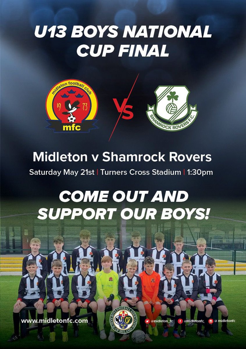 Robert Dumigan (@dumiganrobert) on Twitter photo The excitement is building! It’s a massive achievement in itself to reach a National Cup Final, and we know that the boys will give it their all for <a href="/midleton_fc/">MidletonFC</a> against Shamrock Rovers. Everyone at the club is already very proud of this talented team. Enjoy the day ! 👏⚽️👏 The excitement is building! It’s a massive achievement in itself to reach a National Cup Final, and we know that the boys will give it their all for <a href="/midleton_fc/">MidletonFC</a> against Shamrock Rovers. Everyone at the club is already very proud of this talented team. Enjoy the day ! 👏⚽️👏