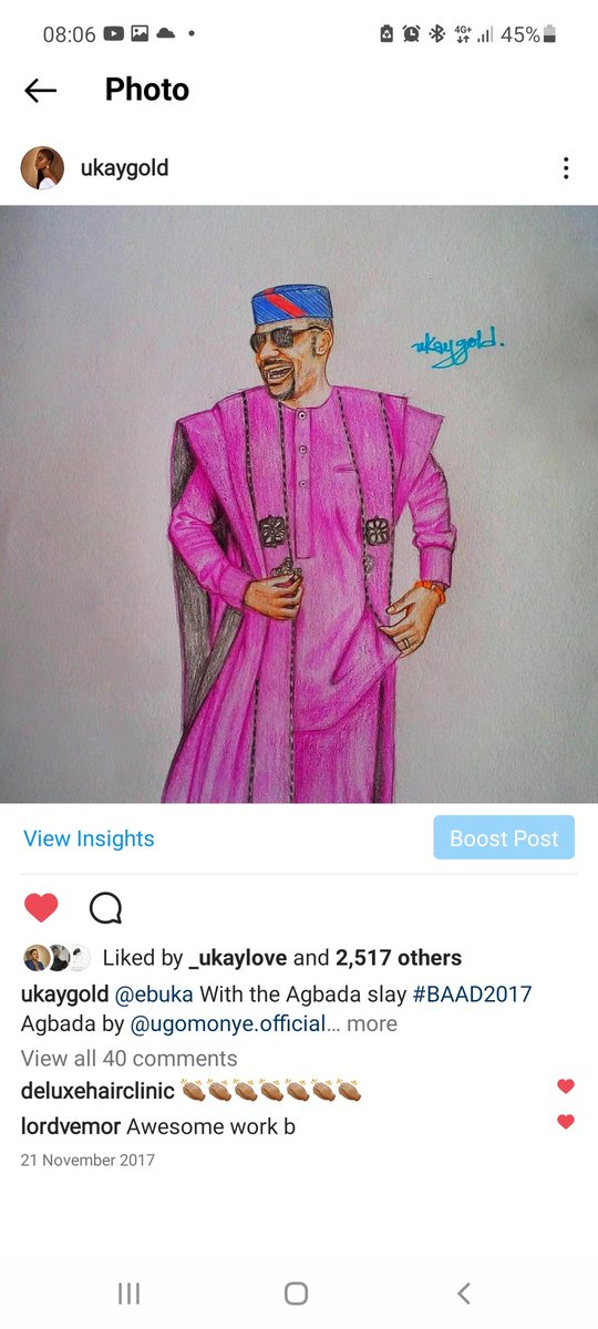 Throwback to this @Ebuka outfit for #BAAD2017 
Waaay before I ever made the switch to digital medium...Color pencils where my jam