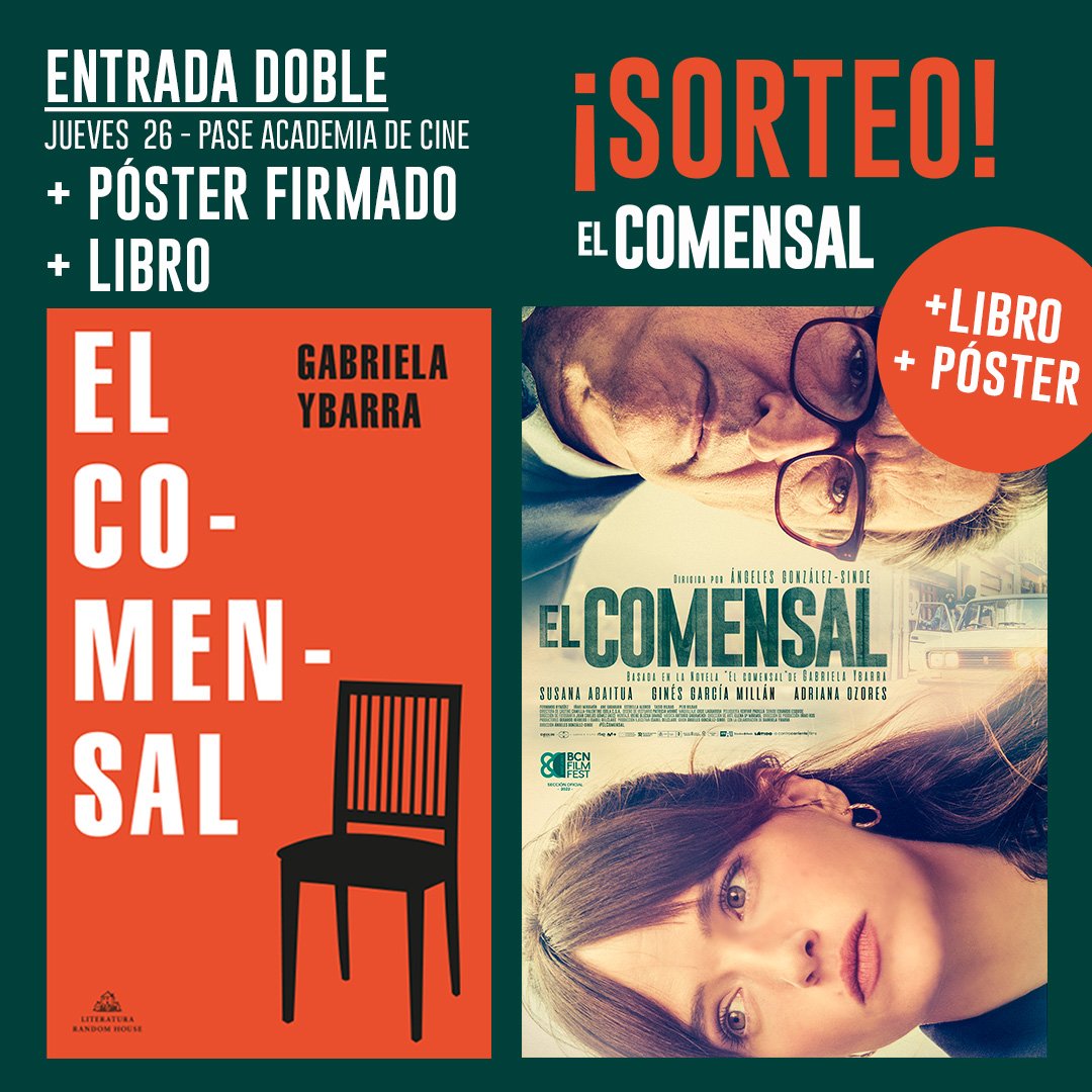 Celebramos la llegada a cines de #ElComensal con concursazo gracias a <a href="/TornasolMedia/">Tornasol Media</a> #EnBabiaFilms y <a href="/megustaleer/">Me Gusta Leer</a>

En juego 3 packs oficiales de la película

1.Sigue a <a href="/El_Palomitron/">El Palomitrón</a>

2.RT a este tuit

3.Nombra a quién te llevarías al cine a verla y por qué.

🍀¡Suerte a todos!🍀