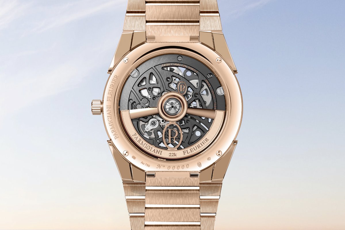 tcimedia's tweet photo. #ParmigianiFleurier revealed some fantastic watches at this year's Watches &amp; Wonders. Among which was the  Tonda PF Skeleton. with a diameter of 40mm, it's available in pink gold and stainless steel with knurled bezel crafted from platinum. @parmigianiwatch #watchnews #watches https://t.co/orX31w20FO