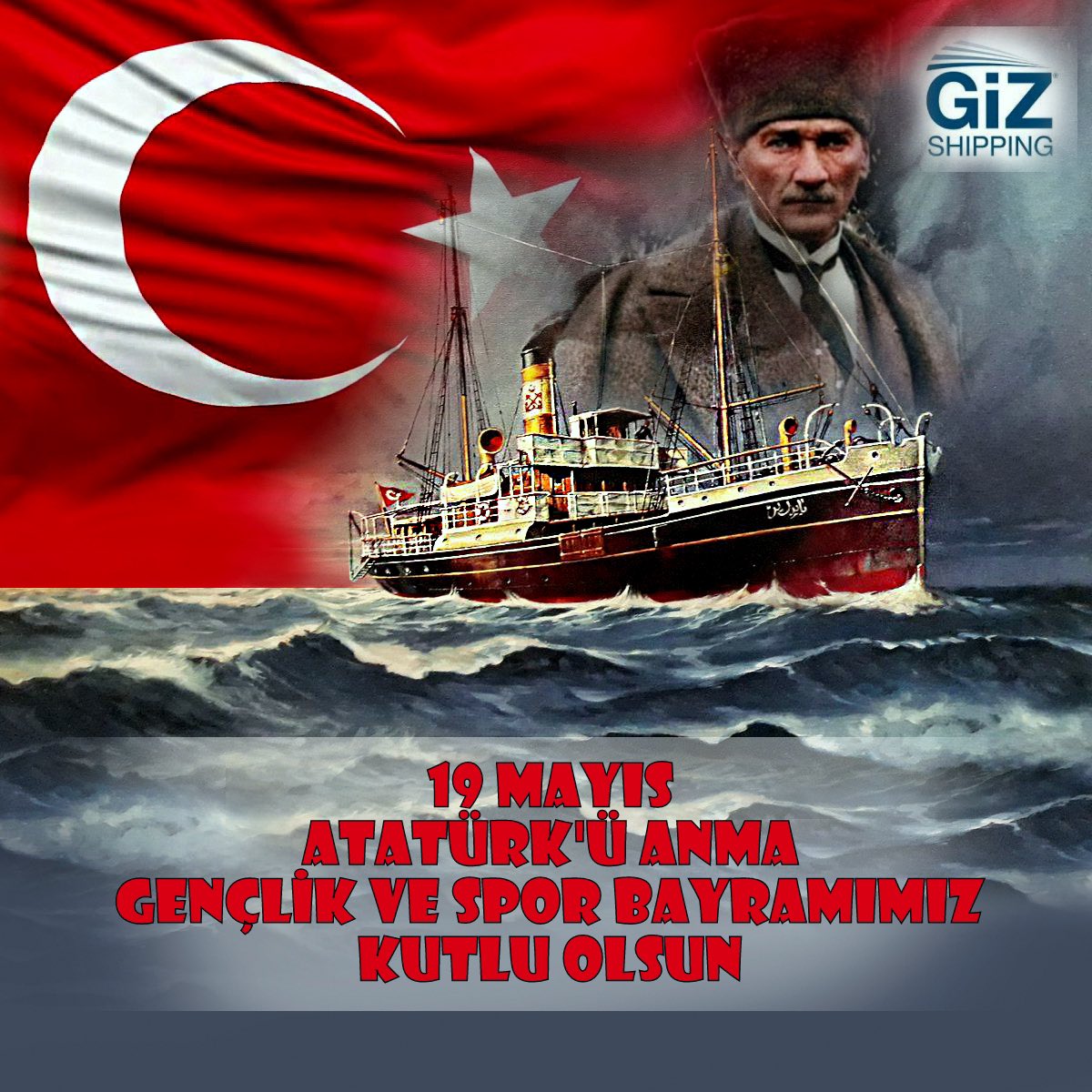 19 Mayıs Atatürkü anma gençlik ve spor bayramımız kutlu olsun. #keepcalmandnominateus #fromtheblackseaatallaroundtheworld #gizshippingagency #shipping #tranportation #shippingworldwide #shippingagency #portagency #19mayıs #bayram