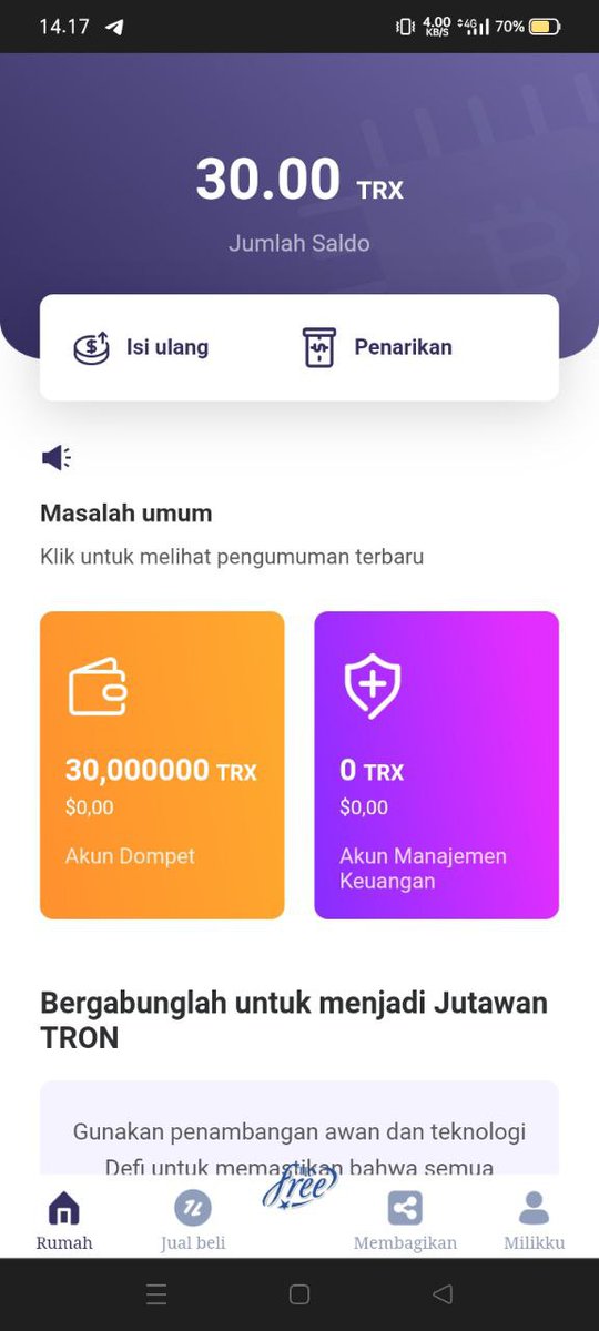 mining_trx20's tweet photo. https://t.co/tWQ5io6Eb1

Regis reward 30trx
Deposit 50trx get 30trx
Minum deposit 5trx
80x10%=8trx
Daily wd 10% 25% https://t.co/F8UTEyTAh1