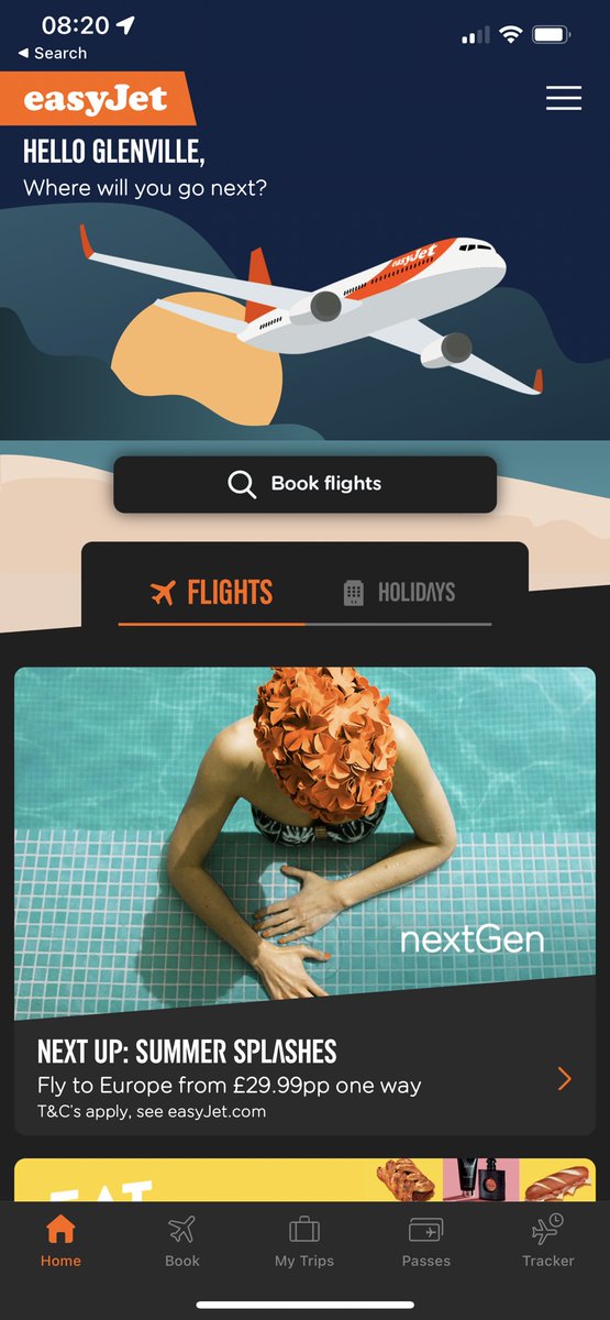 And talking of #easyJet New homescreen… ! x.com/glenvillemorri…