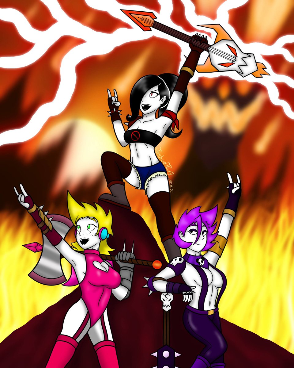 ReliqofMonsters's tweet photo. Jett, Alissa, and Ophelia; gorgeous babes ready to ROCK!!🚫❤️🐼

Finished my entry for my bud @UniWiz666’s DTIYS!!

#thecomicartistnetwork
#SunsetHeights
#Jett #Alissa #Ophelia #dtiys #drawthisinyourstyle #dtiyschallenge #notmyocs #fanart #rockandroll #badass #costumedesign https://t.co/dg15BXVRa4