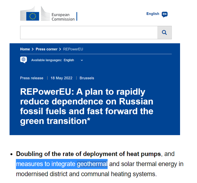 #REPowerEU.🔊La CE demana acceleració massiva de les renovables per assolir el marc per "Duplicar ritme de desplegament de bombes de calor, i mesures d'integració de l'energia #geotèrmica.👉<a href="/govern/">Govern de Catalunya</a> <a href="/energiacat/">Energia</a>, és hora ja d'impular un "Pla d'aprofitament de la #geotermia a Cat".