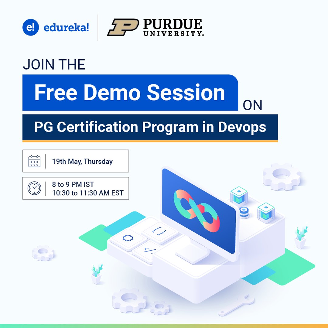 edurekaIN's tweet photo. Last chance to register to our Free Demo class on the #DevOps #PG Program in collaboration with Purdue University @ https://t.co/9h4qytZgpf to know how you can #Upskillyourself with the world's top-rated DevOps certifications.
.
.
#Devopengineer #Onlinelearningplatform https://t.co/cxhF8z0lz5