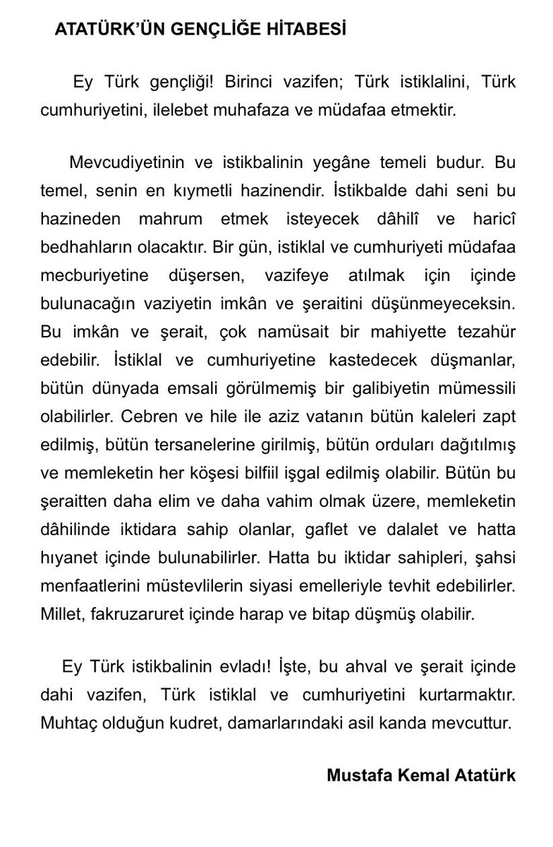 40 yaş altı mutlaka okumalı BUGÜN ve  her gün! #19MayısAtatürküAnmaGençlikveSporBayramı