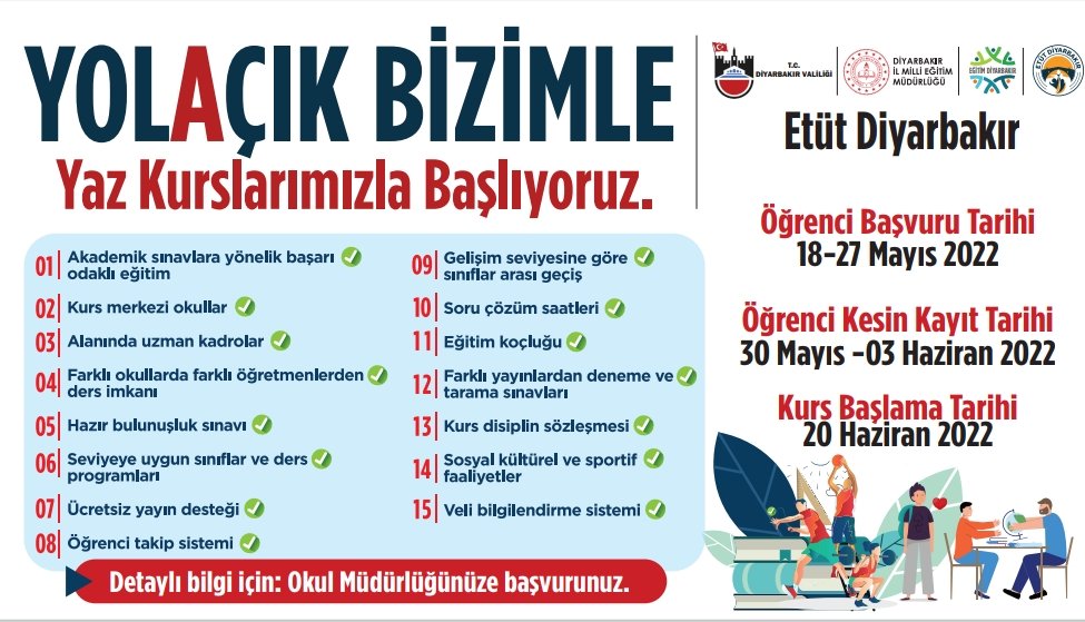 Yaz Kurslarımız Başlıyor 📚🏫

<a href="/tcmeb/">Millî Eğitim Bakanlığı</a> 
<a href="/aliihsansu_/">Ali İhsan Su</a> 
<a href="/Murat4Kucukali/">Murat Küçükali</a> 
<a href="/Mehmet_Bulut21/">Mehmet BULUT</a>