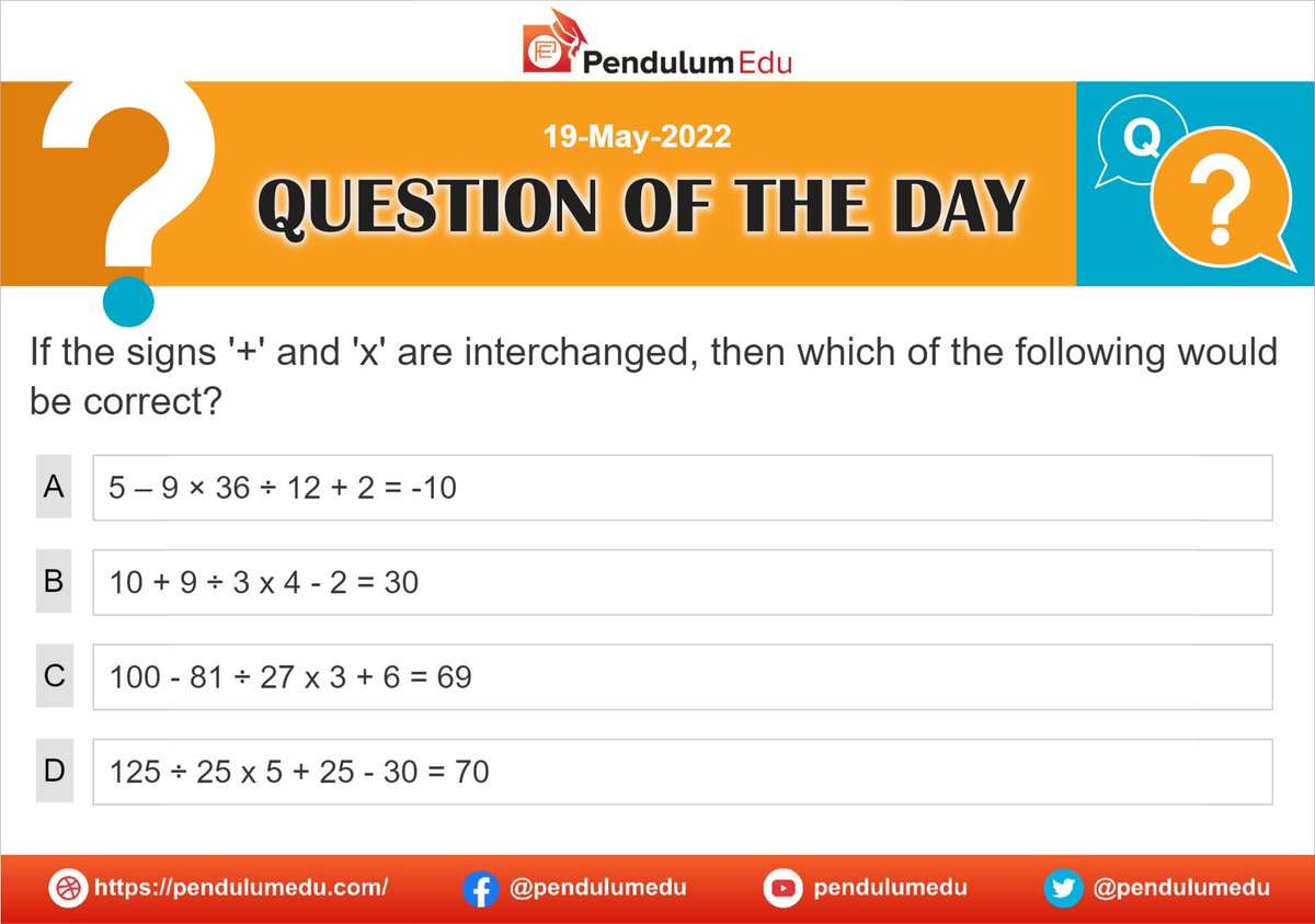 Attempt this QOTD and know the explanation here - bit.ly/3wtRdwW
#mathematicaloperations #logicalreasoning #ssccglreasoning #sscchslreasoning #ssccgl #uppcs #tnpsc #appsc #mppsc #ssccgl #rrbntpc