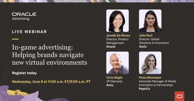 The pioneers of in-game advertising share their insights on how you can jump into this new virtual marketplace. Register to hear from experts at <a href="/Anzu_io/">Anzu.io</a> <a href="/XaxisTweets/">Xaxis (no longer active, follow @WPPMedia)</a> <a href="/PepsiCo/">PepsiCo</a>. #AdTech #InGameAdvertising bit.ly/3FX9PZe