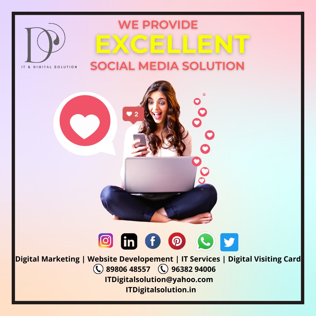ITDigitalSolut1's tweet photo. Social Media Solutions: We connect people with your brand through IT Digital Solution. Social Media Marketing Agency Located in Surat, Gujarat.
#SocialMedia #itdigitalsolution #seo #digital #digitalmarketingagency #digitalsolution https://t.co/BCb4MYLfWh