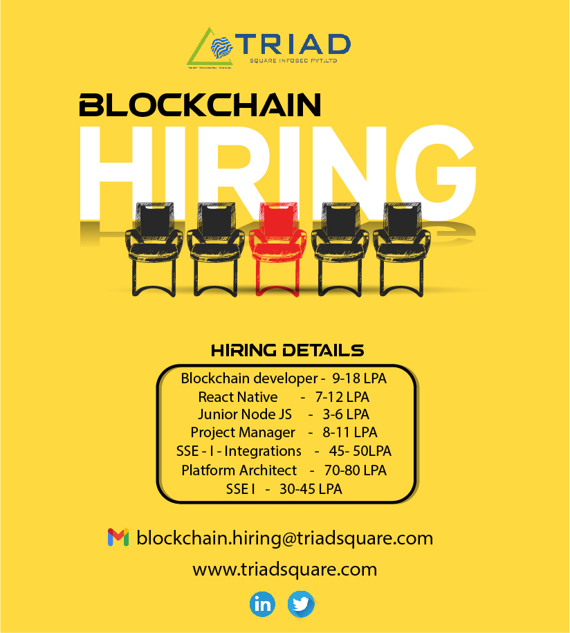traidsquare1's tweet photo. Huge opening you are a Web3 developer &amp; passionate about building something new in the #Blockchain space - We are looking for YOU! 
Drop-in your RESUME. for block
#blockchainhiring #recruitment #hiring #web3 #developers #openings #jobs https://t.co/CuuW2Fh5Hu