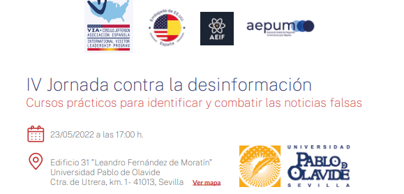 ¿Quieres saber más sobre la #desinformación? Apúntate a estas jornadas que organiza el @aulamayoresupo junto con <a href="/vcjefferson/">VIACírculoJefferson</a> y la Embajada de Estados Unidos en Madrid. 

Será el 23 de mayo a las 17,00h. en el Paraninfo UPO. 

 Más info cutt.ly/IHY4cc0