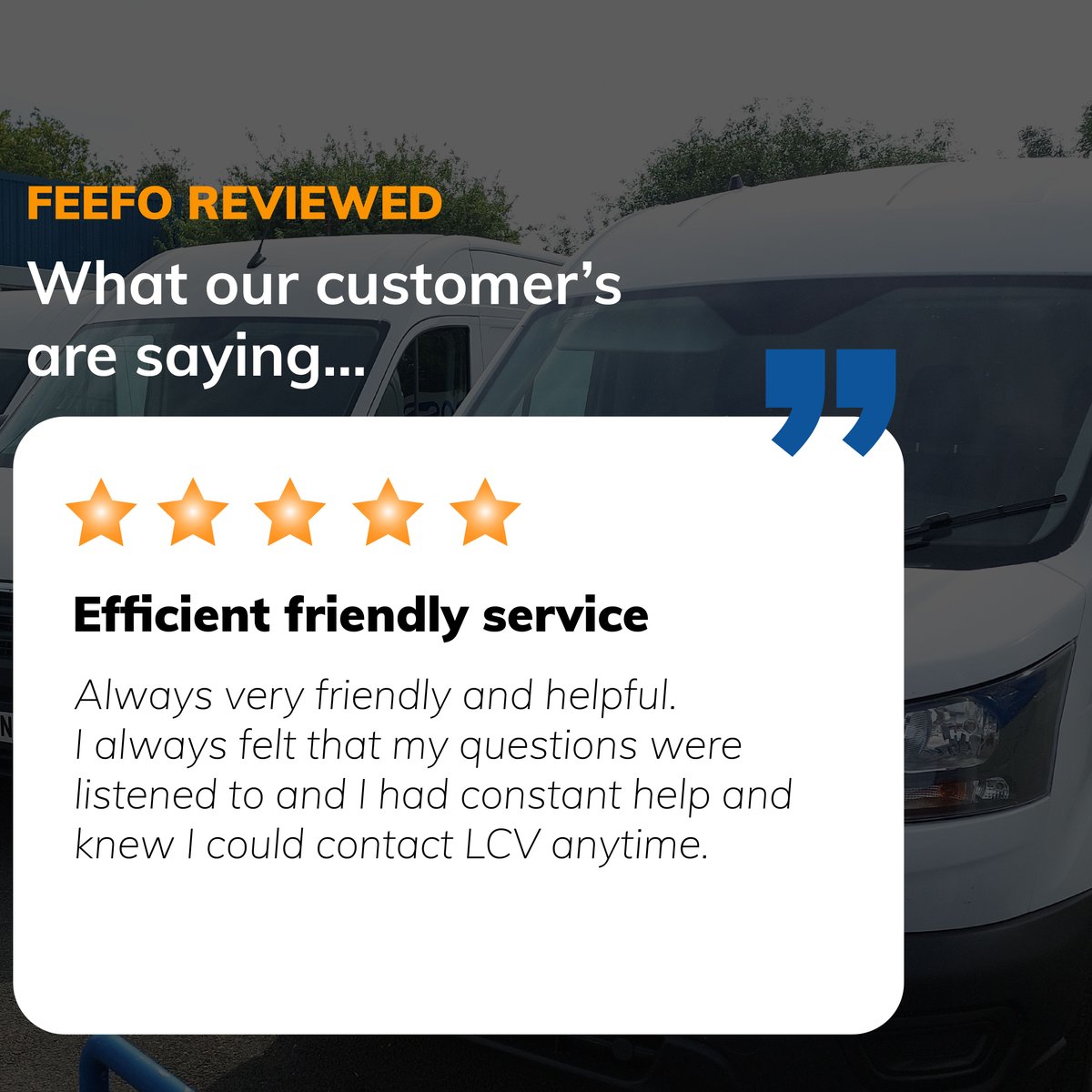the_lcvgroup's tweet photo. Despite facing challenges within the industry our team will always provide a first-class service. 5* Feefo reviews and lovely customer feedback, really does make our day! Thank you 😀
Get started on your order. Call us on 01792 818 538.
#customerreview #feeforeview #5stars https://t.co/CAtO5OW6Rr