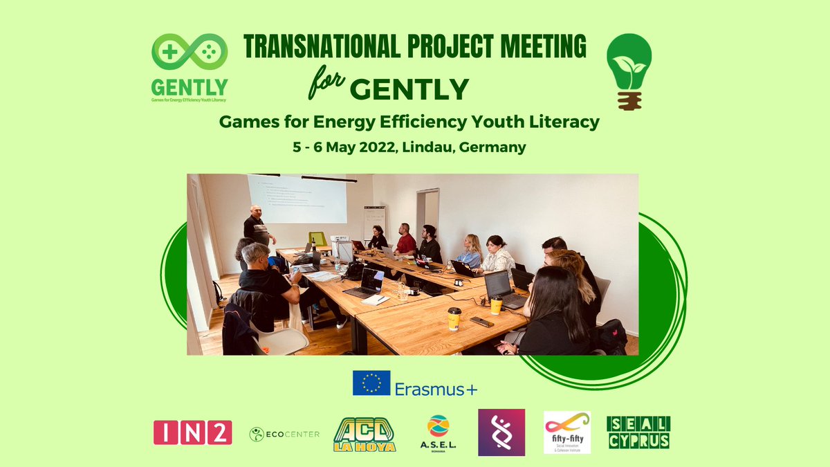 SealCyprus's tweet photo. @sealcyprus attended the first Transnational Project Meeting of the "GENTLY - Games for Energy Efficiency Youth Literacy" that took place in Lindau on 5-6 May 2022.
The #gently4youth partners set the roadmap for the next steps in relation to the project's results. 
#ErasmusPlus https://t.co/byJ6mB2p3b