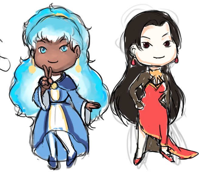 Villainous_Corp's tweet photo. Many of you already know our selectable characters Ayanna and Rika from last years #OtomeJam 
For this years jam, our character artist @NiAsobu has created some new Love Interests. Look forward to it! #ImperialDeception #IndieGameDev #visualnovel #otomegame #chibiart https://t.co/azu9hiiIzd