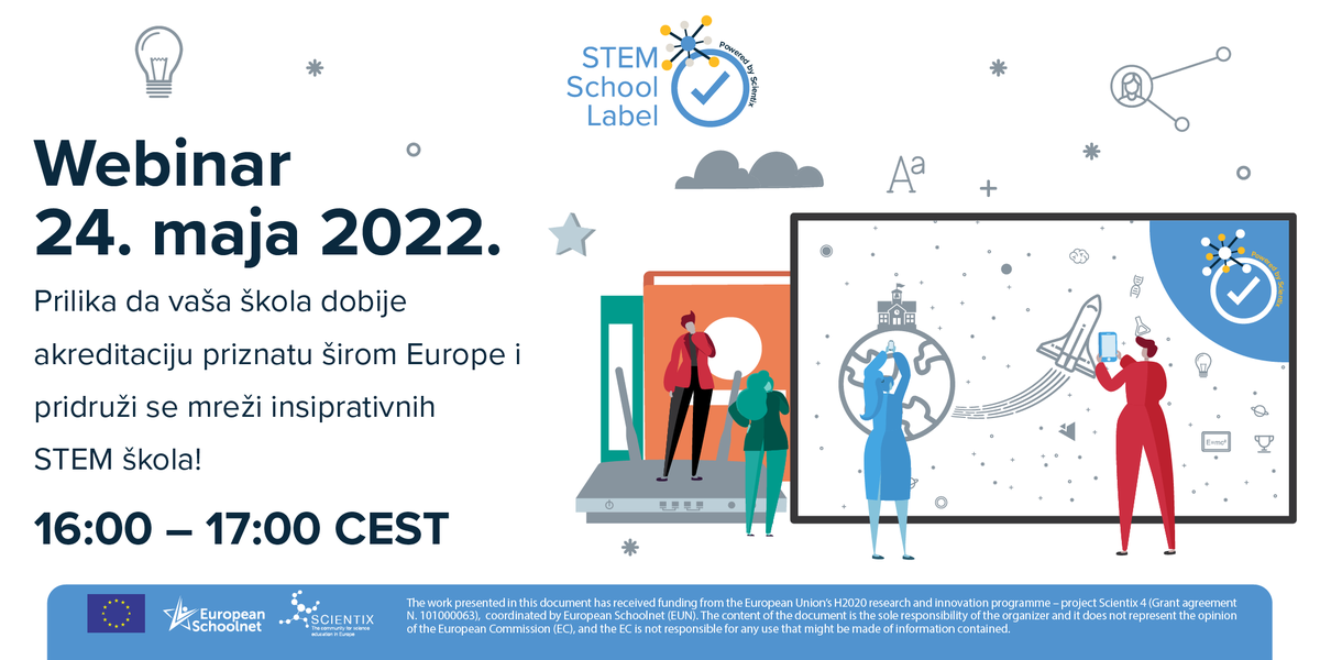 STEM_Label's tweet image. Scientix STEM School Label
prilika da vaša škola dobije akreditaciju priznatu širom Europe i pridruži se mreži insiprativnih STEM škola!
📅 24 maja 🕓 16:00 CEST
Registrirajte se ovdje➡️ forms.gle/bKmicUxLaerHhD…
#STEM_Label