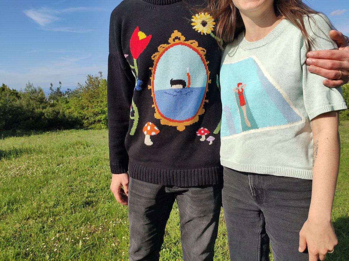 Knyt Folk 👫🏻🖤
#knitting #knittingmachine #machineknitting #intarsia #handmade #knitart #art #wearableart #fuckfastfashion #slowfashion #knit #design #craft #artisan #sweater #yarn #smallbusiness #flower #collage #swimmer #pool #swimminpool