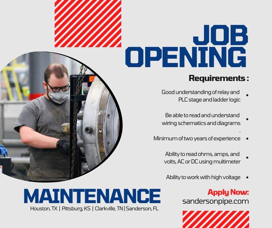 Sanderson_Pipe's tweet photo. Today's #jobhighlight is #Maintenance . Our team is what keeps this place running smoothly. Think you have got what it takes to get the #job done? Check out the full #jobopening and #applyonine at https://t.co/nvOr3w2LEx #jobopportunity #florida #tennessee #kansas #texas https://t.co/fGVxzsRRag