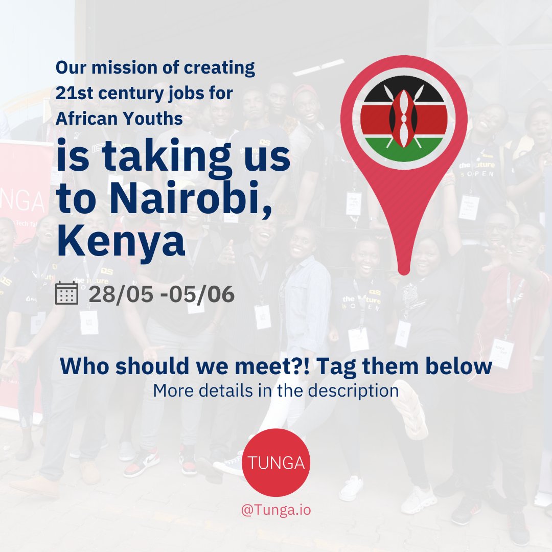 tunga_io's tweet photo. Hello Kenya, Glad to announce we'll be live in your city from the 28th of May - 5th of June, 2022.
We are also curious to know who we should meet. Tag them in the comments! 😊👇
#TungaInKenya
#TungaDevelopers
#TungaDeveloperCommunity #SoftwareDevelopersInKenya https://t.co/FgVwgGcPr7