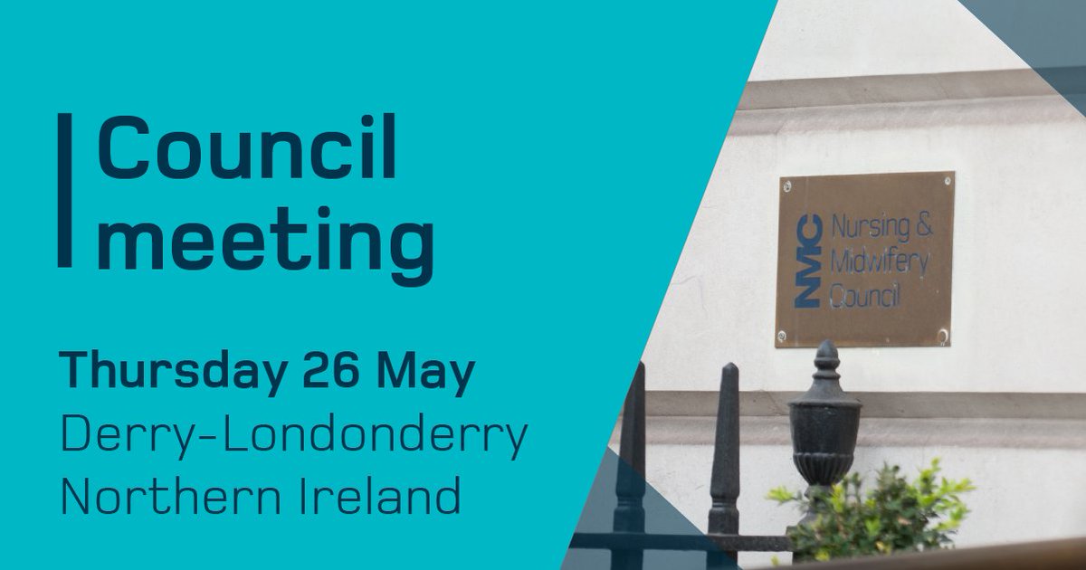 Next week #NMCCouncil will meet in Derry-Londonderry, Northern Ireland. #NMCCouncil will consider a number of important regulatory matters in this meeting 👇 nmc.org.uk/news/news-and-…