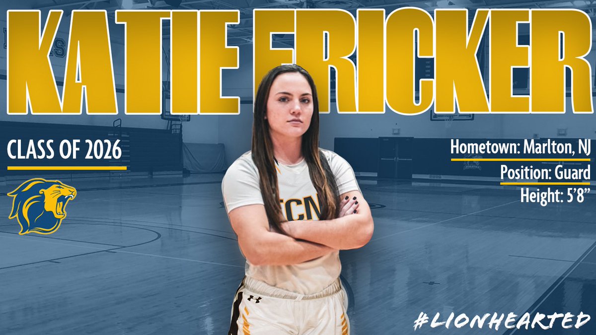 tcnjwb's tweet photo. We’re rolling out the blue and gold carpet for our incoming first years—join us in welcoming the first member of the class of 2026, @katiefricker10!!! Can’t wait to see this 3-and-D hooper in a TCNJ jersey!💙🏀💛 #TCNJ #LionPride #LionHearted #D3Hoops https://t.co/caJ3P3K9k8