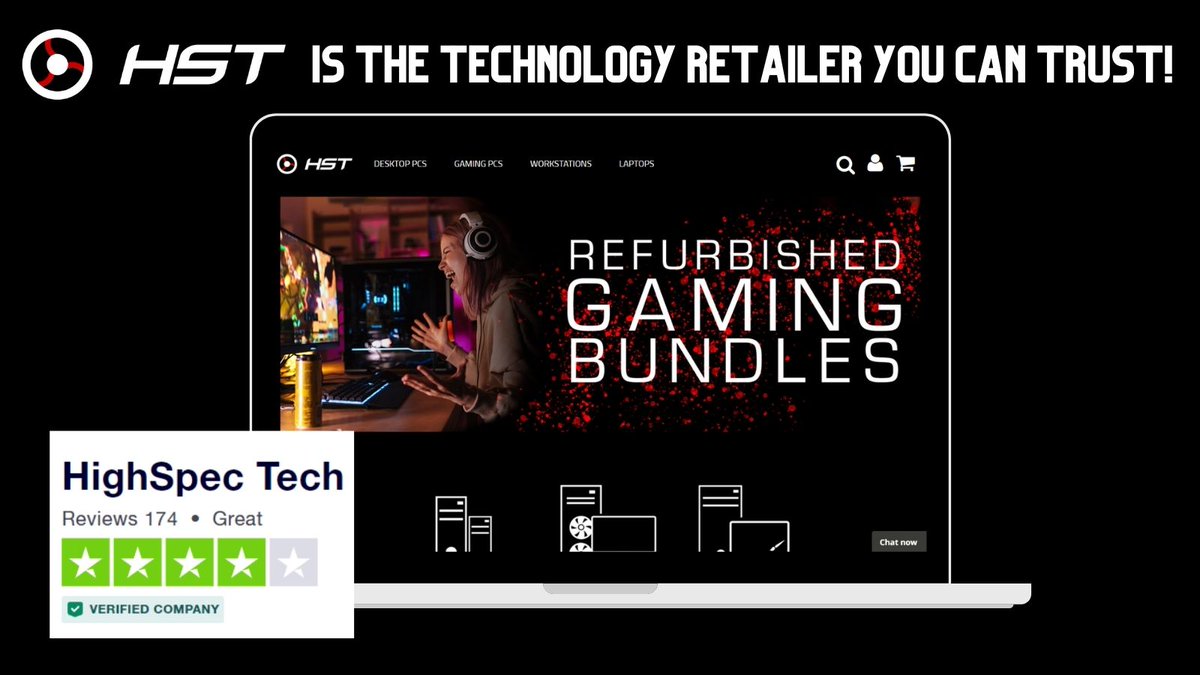 HighSpecTechUK's tweet image. We are proud to offer great quality technology and customer service! 

Shop our great range of laptops, gaming PCs and desktop PCs online hst.co.uk 

#HST #HighSpecTech #CustomerReview #TrustPilotReviews #GamingPC #DesktopPC #Laptop #RefurbishedLaptop