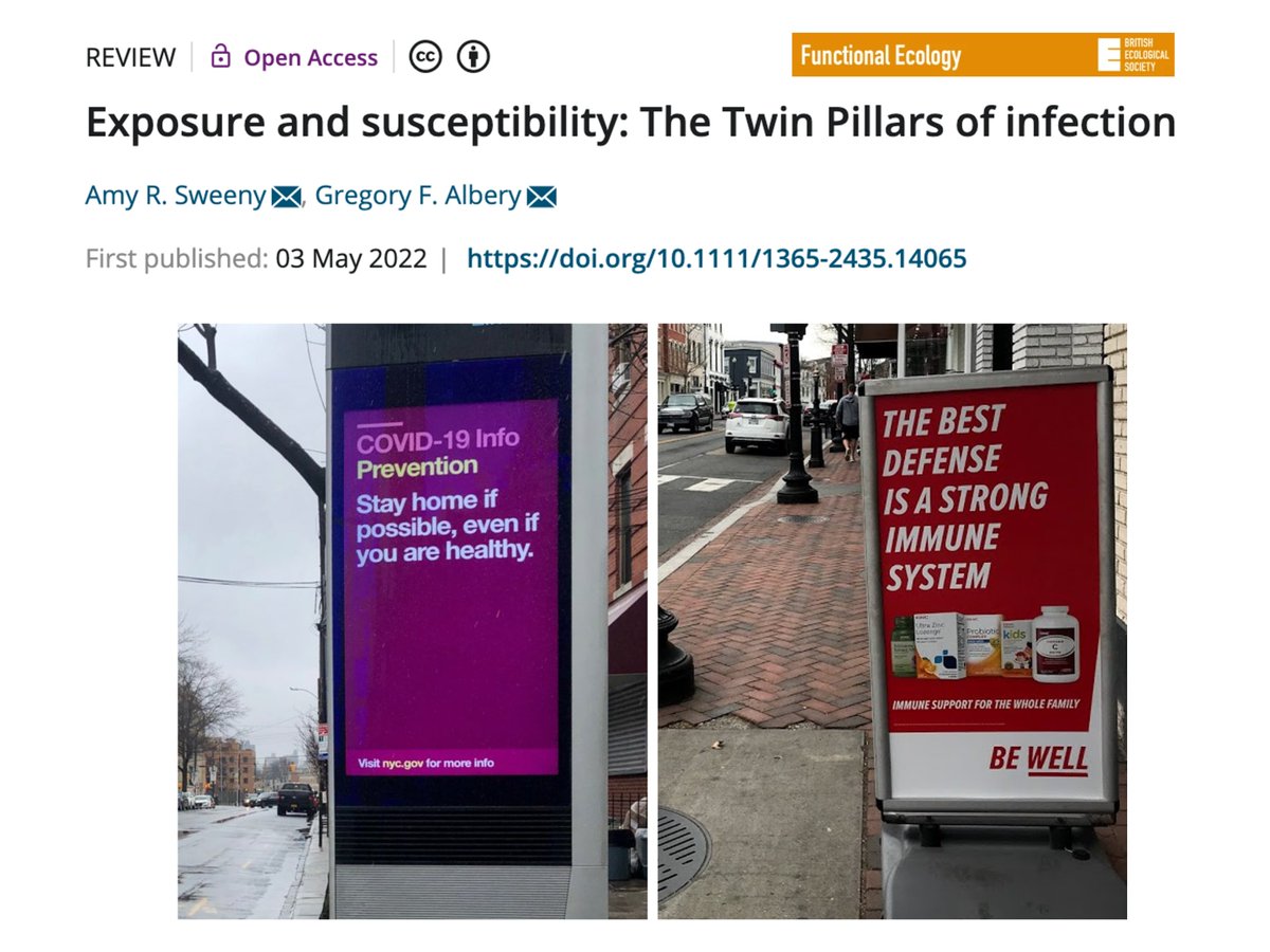 Amy Sweeny (@arsweeny) on Twitter photo Exposure & susceptibility processes alike are the Twin Pillars of infection, yet are very difficult to untangle due to the myriad ways they interact.
In a new paper (out today at <a href="/FunEcology/">Functional Ecology</a>!) <a href="/Gfalbery/">Greg Albery</a> and I review this ‘Twin Pillar Problem.’ 🧵 below (1/6): Exposure & susceptibility processes alike are the Twin Pillars of infection, yet are very difficult to untangle due to the myriad ways they interact.
In a new paper (out today at <a href="/FunEcology/">Functional Ecology</a>!) <a href="/Gfalbery/">Greg Albery</a> and I review this ‘Twin Pillar Problem.’ 🧵 below (1/6):