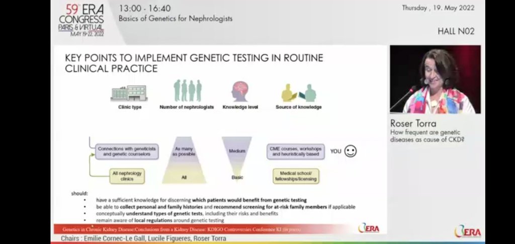 iamnephrologist's tweet image. 🔥Before Prescribing genetic testing, nephrologists should:
👉Acquire sufficient knowledge on which patient would benefit with it
👉Good personal and family history 
👉Understand types of genetic tests
👉Be aware of local regulations 

#ERA22 #GENera22