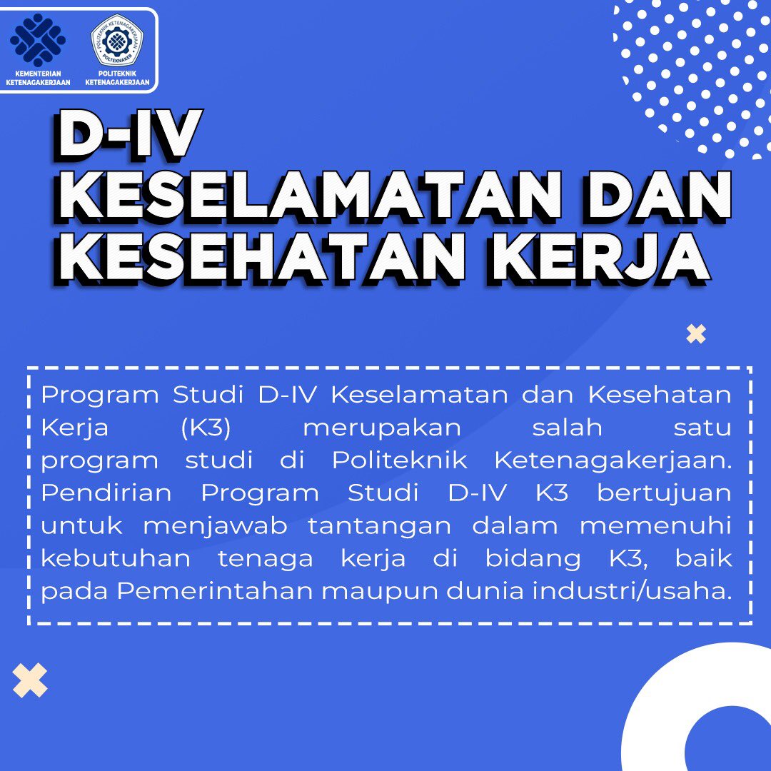 polteknaker's tweet image. Halo Sobat POLTEKNAKER

Mau tahu Program Studi apa saja yang ada di Politelnik Ketenagakerjaan?
Geser kanan aja!

#politeknik
#polteknaker
#programstudi
#msdm 
#k3
#relasiindustri
#kuliahgratis
#beasiswakuliah 
#beasiswa2022
#kemnaker