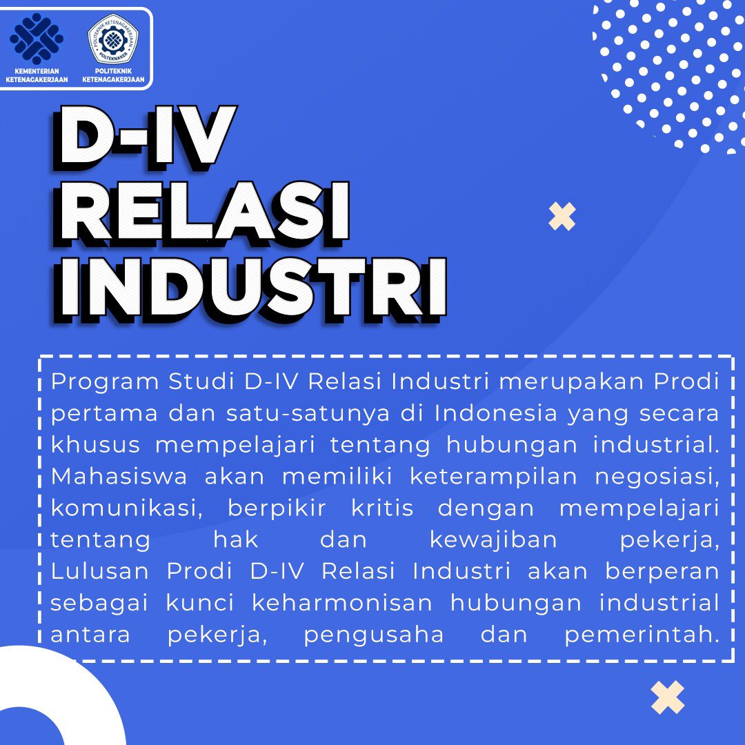 polteknaker's tweet image. Halo Sobat POLTEKNAKER

Mau tahu Program Studi apa saja yang ada di Politelnik Ketenagakerjaan?
Geser kanan aja!

#politeknik
#polteknaker
#programstudi
#msdm 
#k3
#relasiindustri
#kuliahgratis
#beasiswakuliah 
#beasiswa2022
#kemnaker