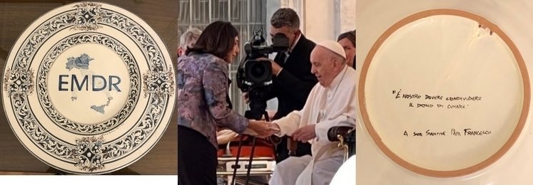 LempertzD's tweet photo. Isabel Fernández, chair of EMDR Europe was invited by the pope to talk about and explain EMDR therapy.
#EMDR #Emdreurope #emdria #KV_RLP #LPK_RLP #GBA https://t.co/g0Xq3ULotq