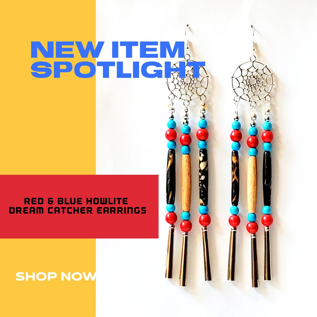 TheAthenasRose's tweet photo. NEW ITEM SPOTLIGHT:
Red & blue Howlite Dream Catcher Earrings
https://t.co/rDaGu7O5pN
#nativejewelry #nativeearrings #indigenousearrings #indianjewelry #indianearrings #boneearrings #tribaljewelry #nativefashion #buyIndigeous #entreprenneur #lupussurvivor #handmadejewelry https://t.co/zAeHCKPhL5