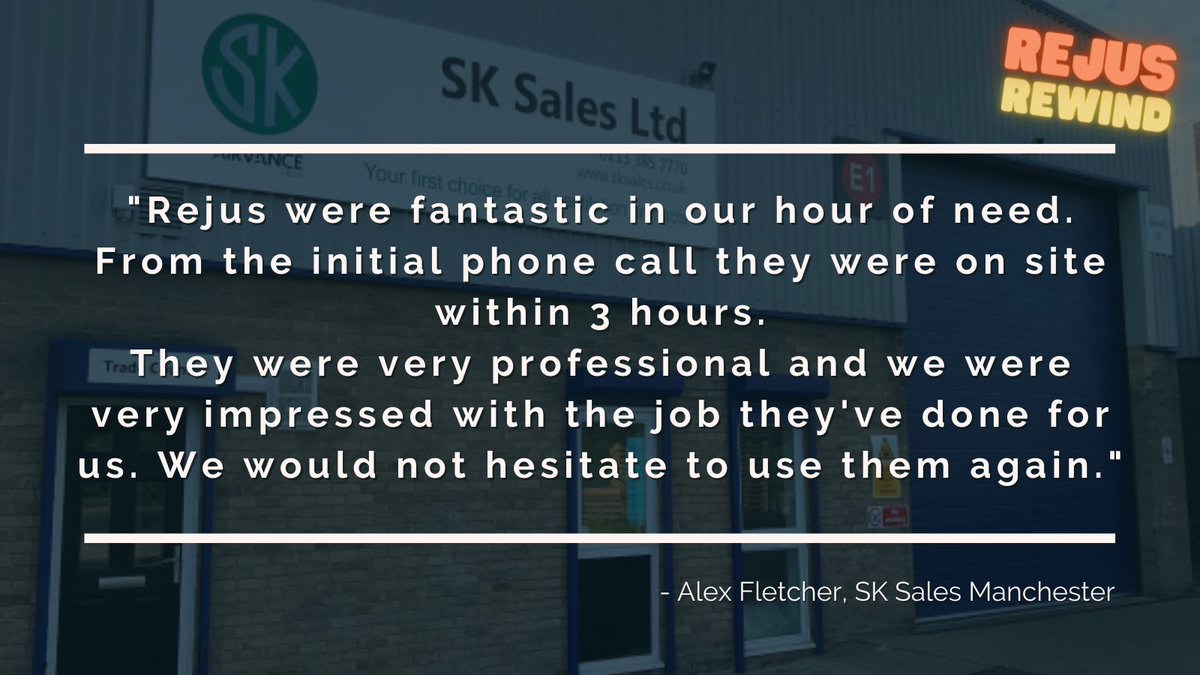 rejusltd's tweet photo. Rewinding to another one of our favourite comments from a client, this was from Air Handling supplier SK Sales after we cleaned their Manchester office.

Read the story: https://t.co/h0dKHr3znq

#FacilitiesManagement #Contractors #CleaningService #Disinfections #OfficeCleaning https://t.co/CxHCHNEHmD