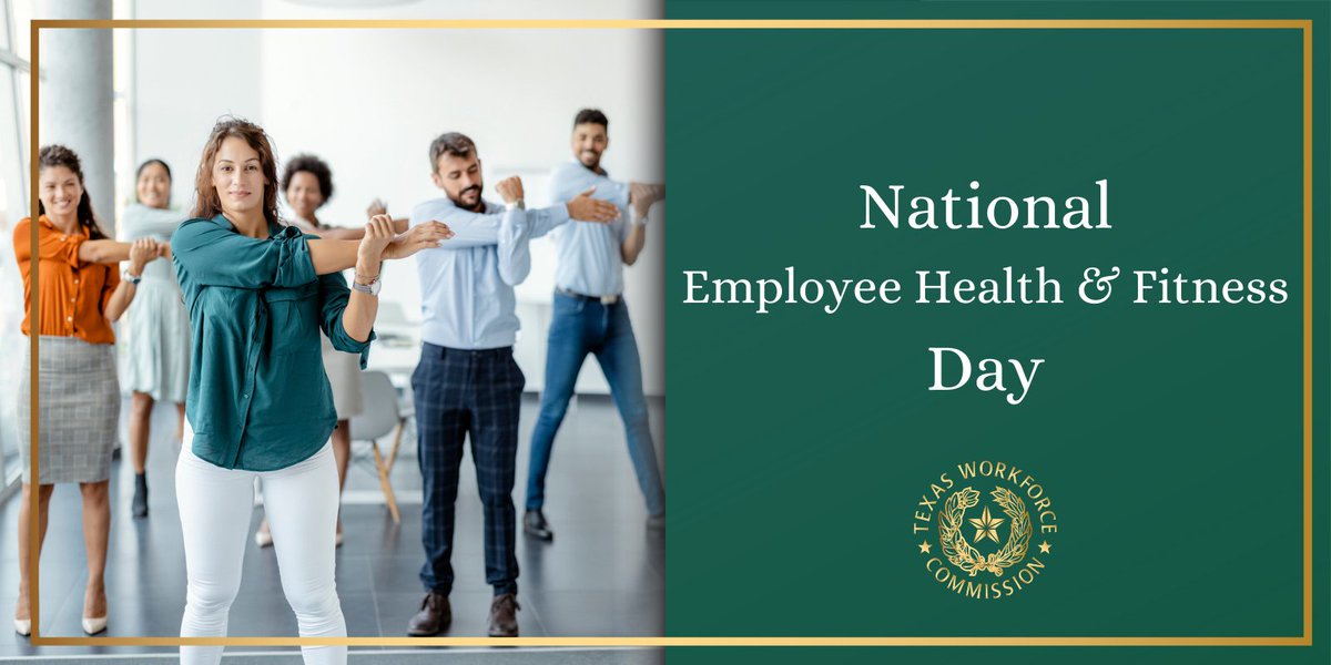 TXWorkforce's tweet photo. ποΈβItβs #NationalEmployeeHealthandFitnessDay!
β―
TWC wants to take the opportunity to recognize the importance and benefits of regular exercise.! Letβs help make Texas the #BestStatetoWork in and stay healthy together! πͺ https://t.co/PnpFtpVVd6