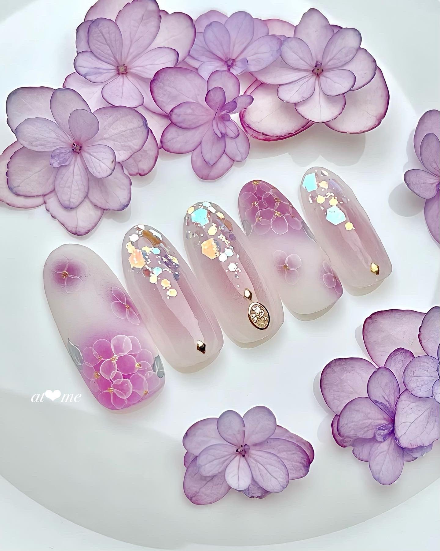 At Me Nail 紫陽花ネイル ピンク T Co Yhrko0tmlr Twitter