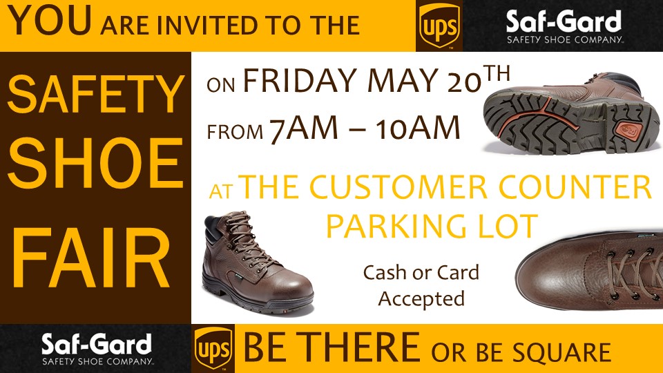 UpsSouthwest's tweet photo. 📣📢Tomorrow is the BIG DAY!📢📣
It's our 1st annual Safety Shoe Fair 🥾
✔️600- 700 pairs available on hand!! 
✔️Or free shipping if we don't have it📦
✔️All Brands ™️
✔️Cash or card only 💲
#SafetyShoes #UPS #SafGard
@bramosjrUPS @kuddy1976 @DJEJZ @safgardshoeco @BarbaraRucker5 https://t.co/jPQoYJGRFS