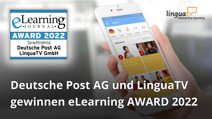 LinguaTV's tweet photo. Wir freuen uns @DeutschePostDHL beim #Sprachtraining zu unterstützen. Die erfolgreiche Kooperation wurde mit dem #eLearningAWARD2022 ausgezeichnet! 🏆🥳
👉https://t.co/cv3yAUl3QY
#Sprachkurs #Deutschkurs #Integration #twlz #lnd #elearning #corporatelearning #HR #twittercampus https://t.co/K1YTIei3if