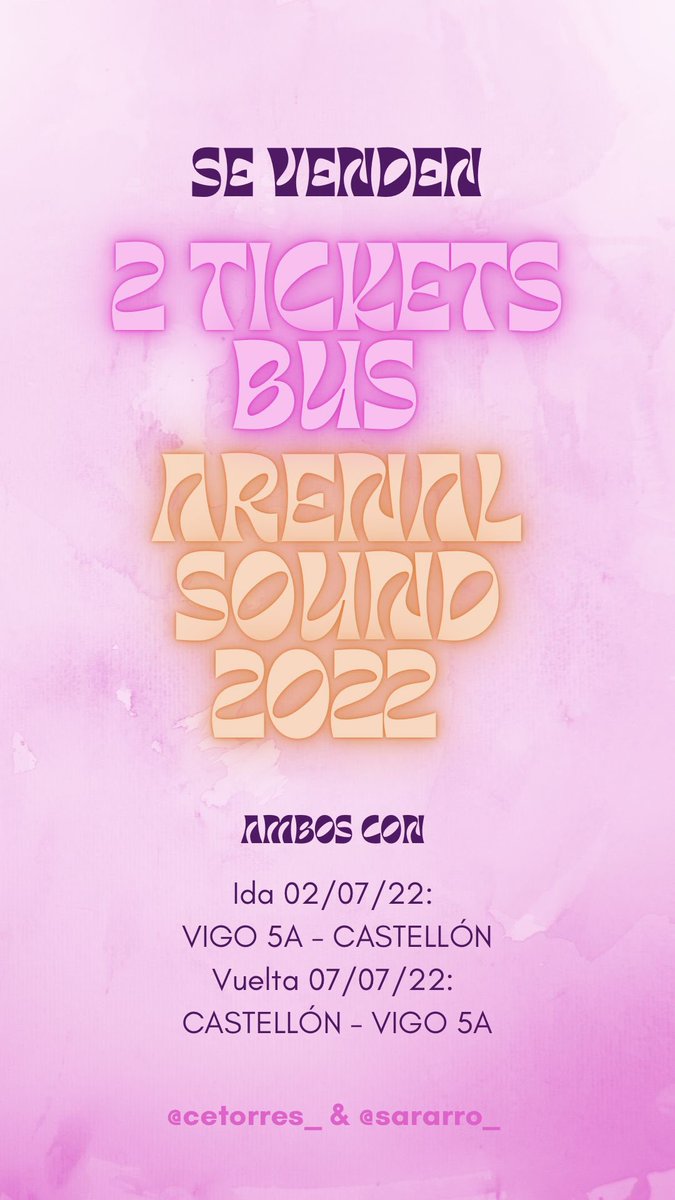 Sararro1's tweet photo. si estáis buscando BUS para ir al ARENAL SOUND y sois de Vigo o alrededores ya tenéis, además nos hacéis un favor enorme 🥰 @cetorres_ https://t.co/o21A5CWQpi