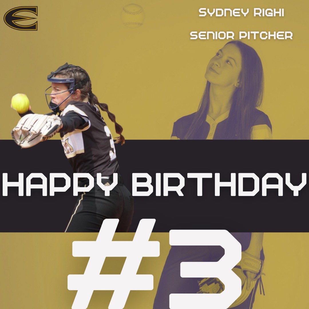 EState_Softball's tweet photo. Happy birthday to our senior pitcher, Sydney Righi!! Syd is #feeling22 today so wish her a happy birthday if you get the chance! ESU softball is lucky to have you, @sydneyrighi. 🥳🎉🎈 https://t.co/jAoyiI4p32