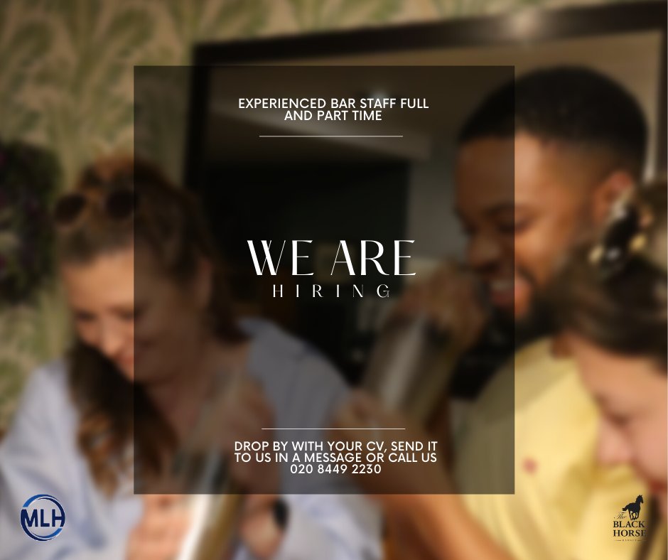 If you or anyone you know has bar experience and is looking to join the fun team here at The Black Horse, pop in with your CV or give us a call!
