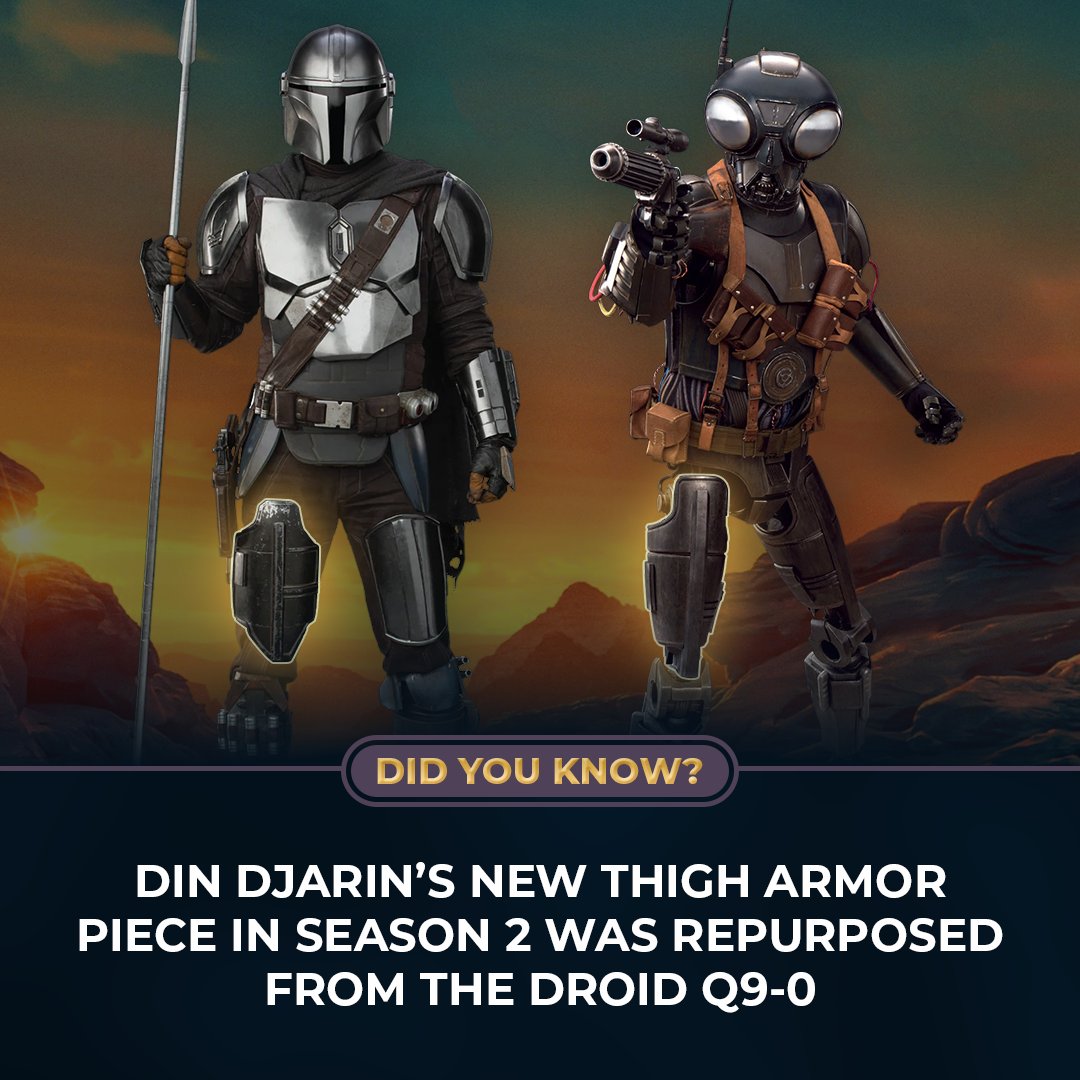 SWTV_Updates's tweet photo. Did you know?
According to concept artist Brian Matyas, Din Djarin's new thigh armor piece in season 2 of #TheMandalorian was repurposed from the droid Q9-0! https://t.co/K21zA2hIk7