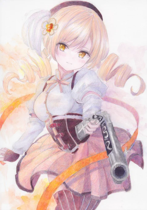 主に色鉛筆で描きました。背景に透明水彩絵の具も少し使用しております。
魔法少女まどか☆マギカから、巴マミです
#魔法少女まどかマギカ 