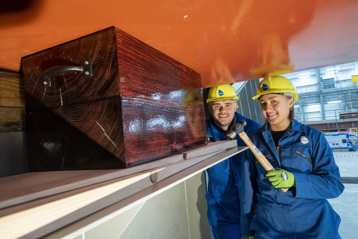Laying the keel of HMS Venturer in Rosyth in April 2022