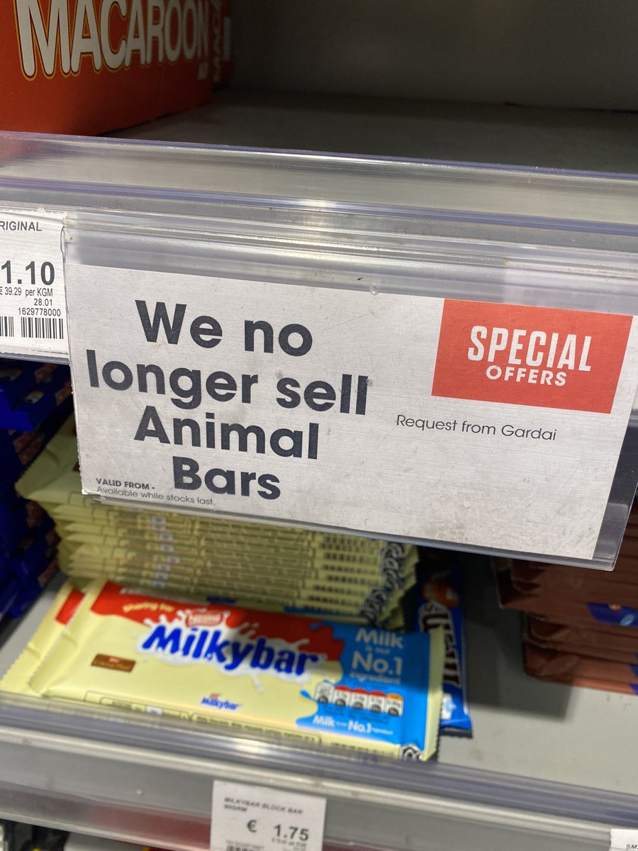 need to know the story behind centra banning animal bars by order of the gardaí