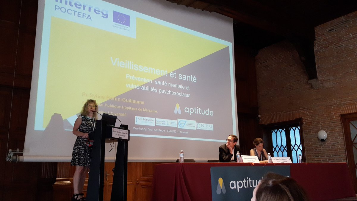 aptitudenetwork's tweet photo. #WorkshopFinalAptitude Passons au #vieillissement et santé mentale avec le Pr Sylvie Bonin-Guillaume @aphm_actu https://t.co/S869Q3hq3M