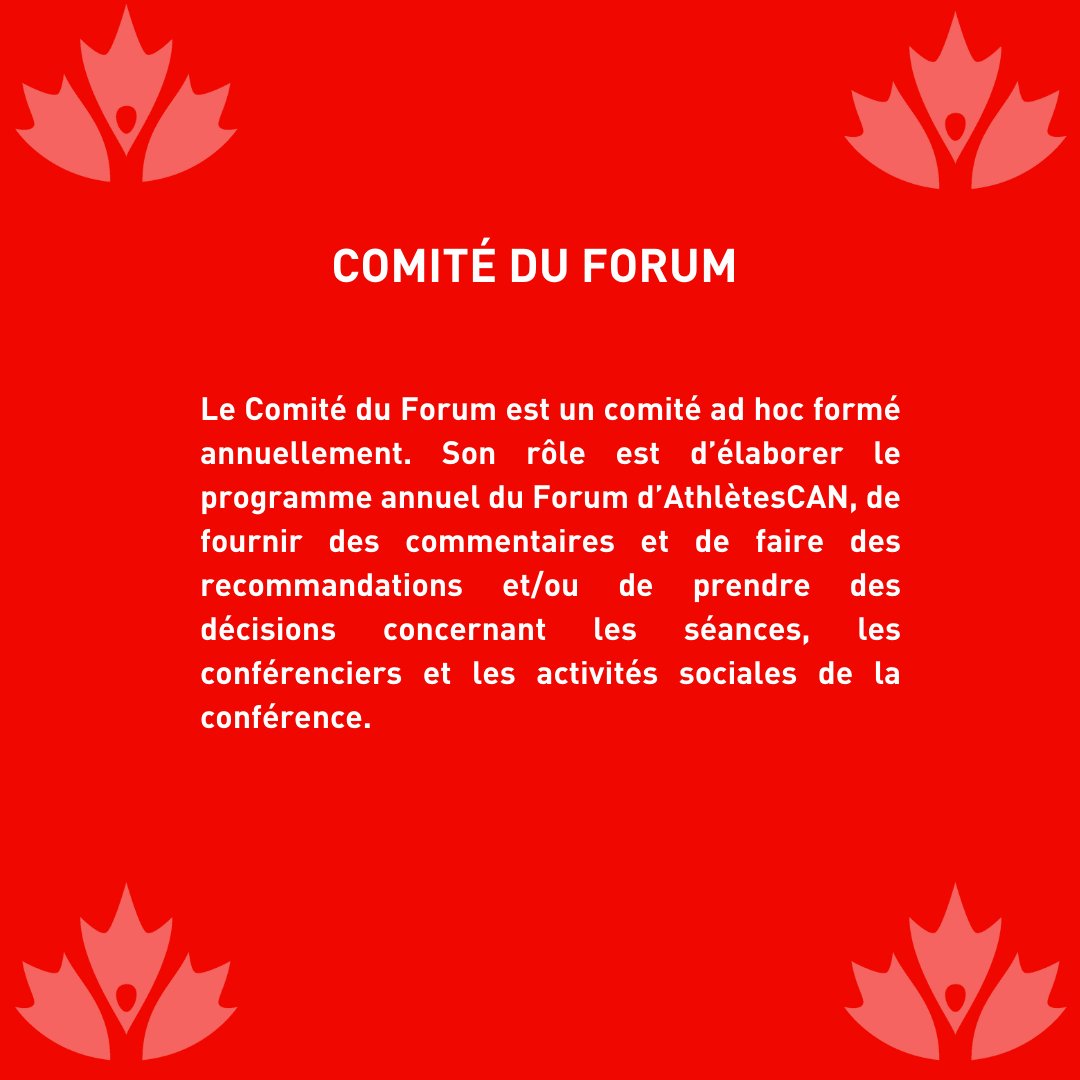 Forum Committee / Comité du Forum

Positions Available / Nombre de postes disponibles : 2-3

EN: bit.ly/3PrnLyY / FR:  bit.ly/37Thon3

#AthleteVoice | #VoixDesAthlètes