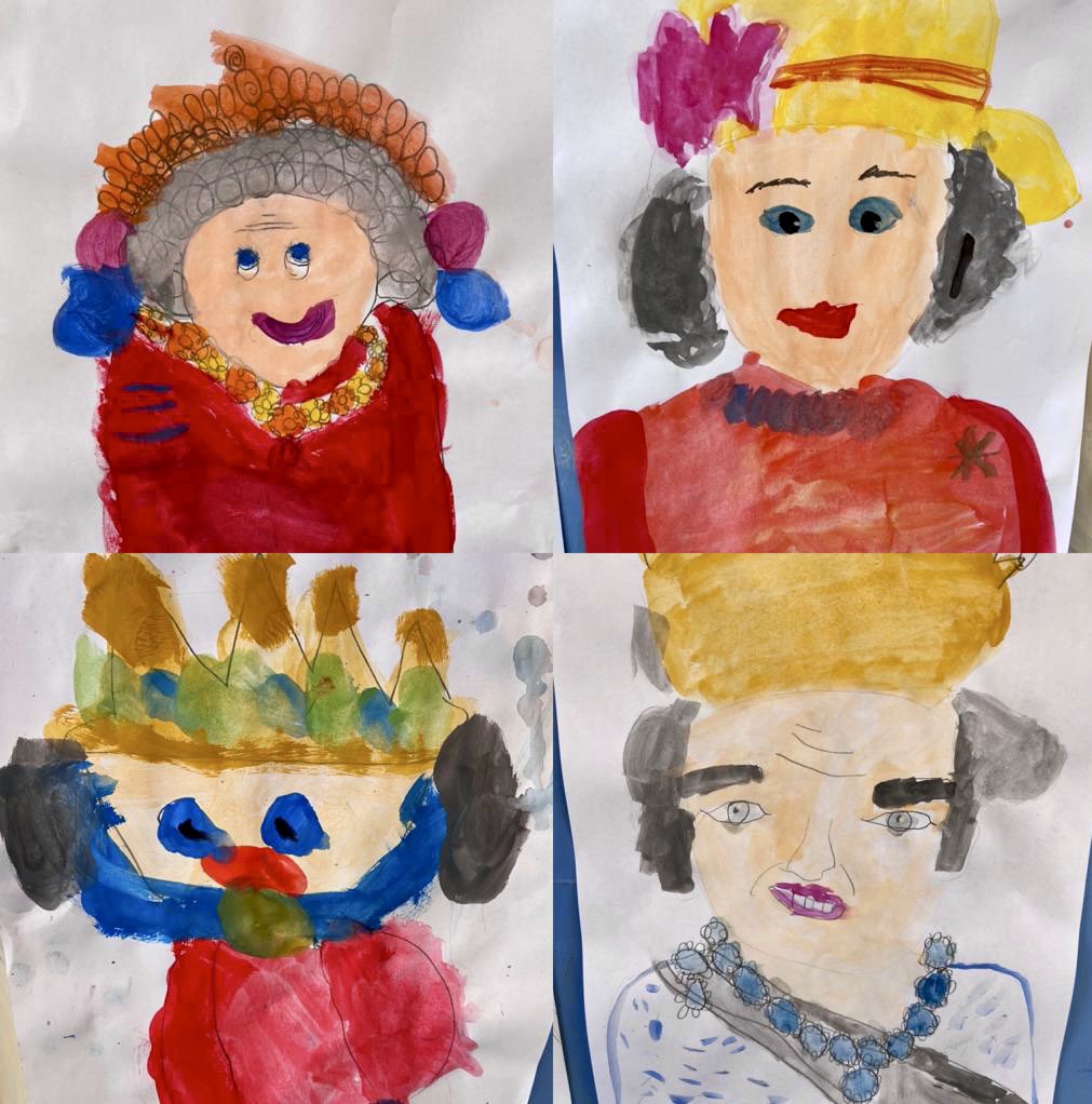 What amazing portraits of the queen by our very talented Year 2 artists. Next week we will be creating our own jubilee celebration well dressing <a href="/wirksworth_fest/">Wirksworth Festival 💙</a> #PlatinumJubilee #infantart